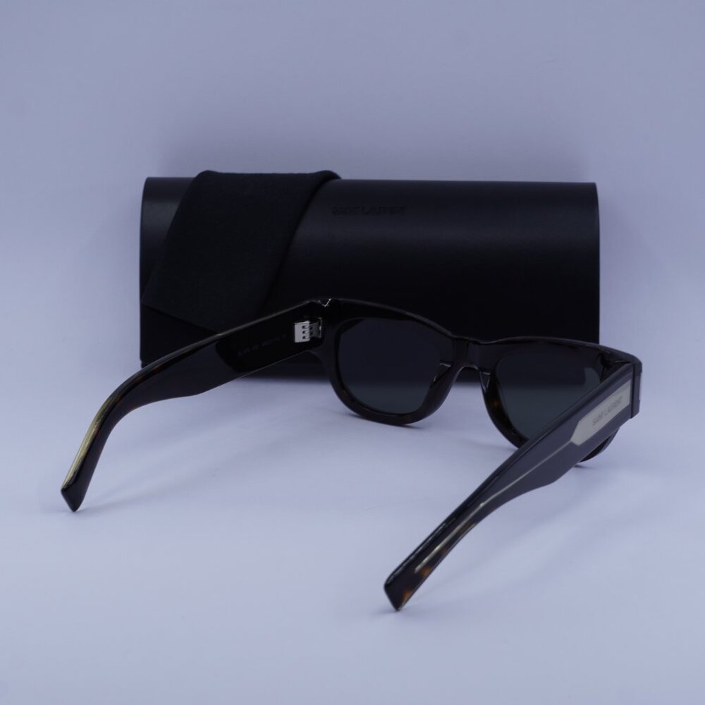 Saint Laurent SL573 002 Sunglasses Dark Havana Square Frame, Grey Lenses - Picture 11 of 11